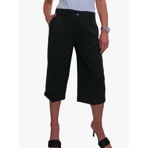 Nina Leonard High Waist Flat Front Pockets Womens  Black Smart Coulottes Size 16